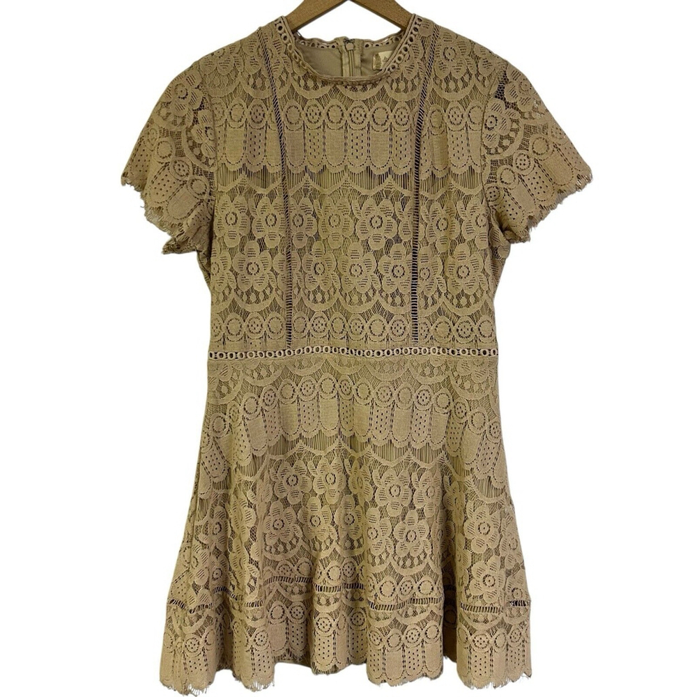 Altar’d State Lace Dress Women’s M Ivory Nude Full Lined Boho Cottage Mid Length